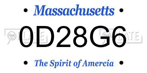 0D28G6 Massachusetts License Plate