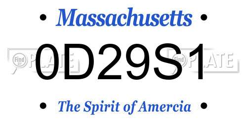 0D29S1 Massachusetts License Plate