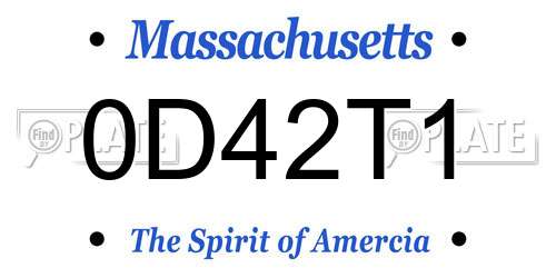 0D42T1 Massachusetts License Plate