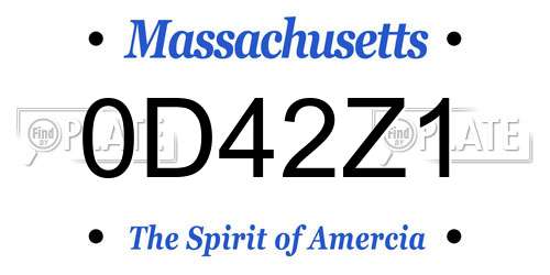 0D42Z1 Massachusetts License Plate