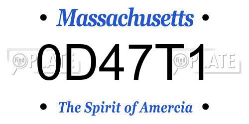 0D47T1 Massachusetts License Plate