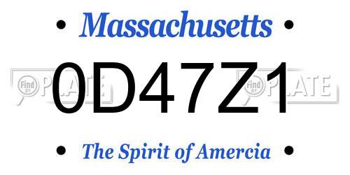 0D47Z1 Massachusetts License Plate