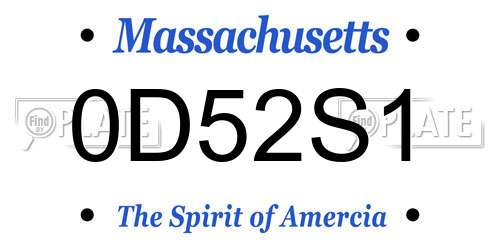 0D52S1 Massachusetts License Plate