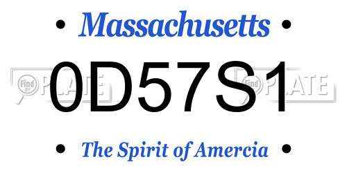 0D57S1 Massachusetts License Plate