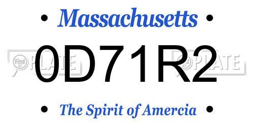0D71R2 Massachusetts License Plate