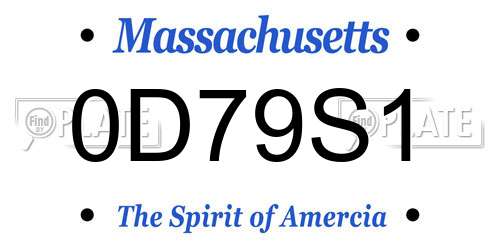 0D79S1 Massachusetts License Plate
