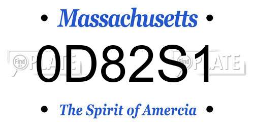 0D82S1 Massachusetts License Plate
