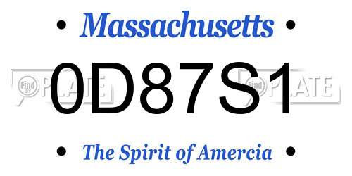 0D87S1 Massachusetts License Plate
