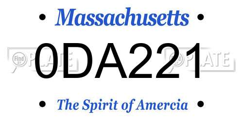 0DA221 Massachusetts License Plate