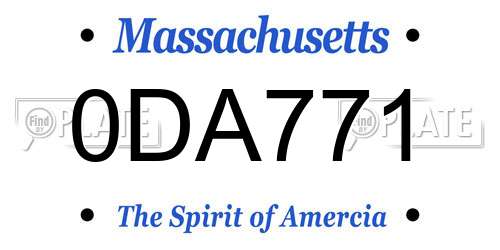 0DA771 Massachusetts License Plate
