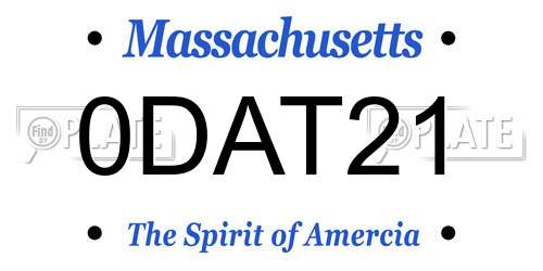 0DAT21 Massachusetts License Plate