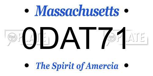 0DAT71 Massachusetts License Plate
