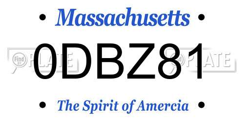 0DBZ81 Massachusetts License Plate