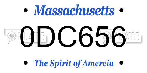 0DC656 Massachusetts License Plate