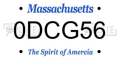 0DCG56 Massachusetts License Plate