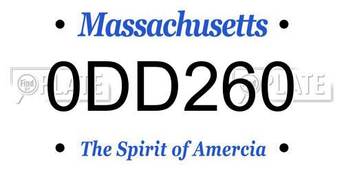 0DD260 Massachusetts License Plate