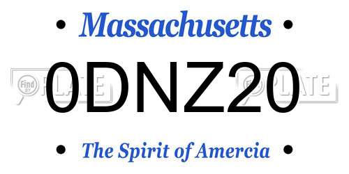 0DNZ20 Massachusetts License Plate