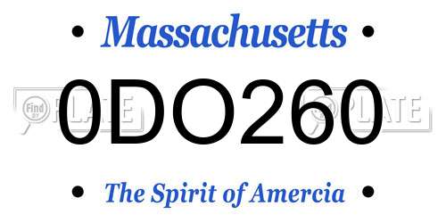 0DO260 Massachusetts License Plate