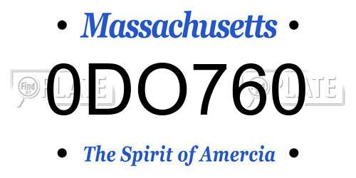 0DO760 Massachusetts License Plate