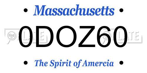 0DOZ60 Massachusetts License Plate