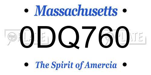 0DQ760 Massachusetts License Plate