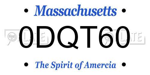 0DQT60 Massachusetts License Plate