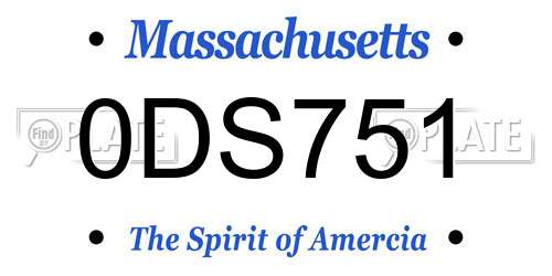 0DS751 Massachusetts License Plate