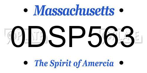 0DSP563 Massachusetts License Plate