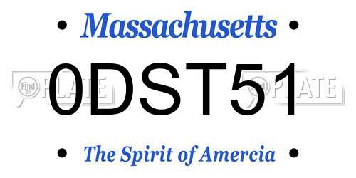 0DST51 Massachusetts License Plate