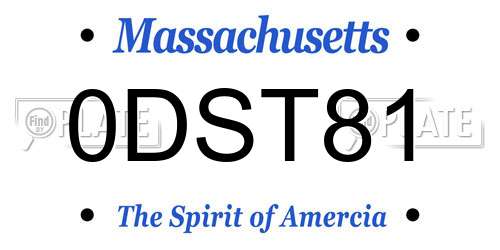 0DST81 Massachusetts License Plate