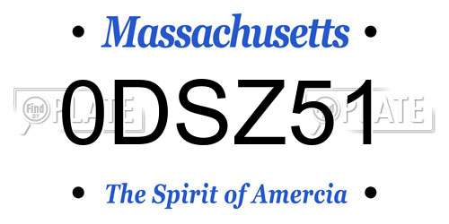 0DSZ51 Massachusetts License Plate