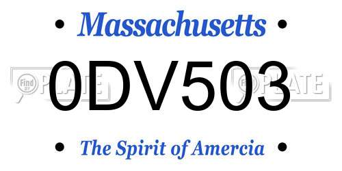 0DV503 Massachusetts License Plate