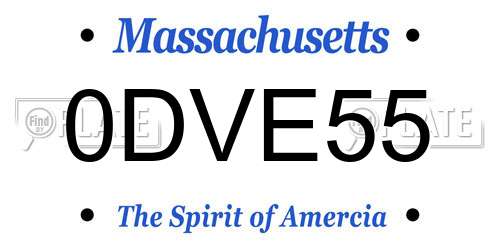 0DVE55 Massachusetts License Plate