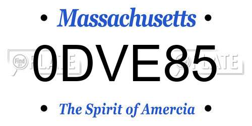 0DVE85 Massachusetts License Plate