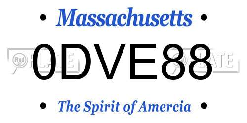 0DVE88 Massachusetts License Plate