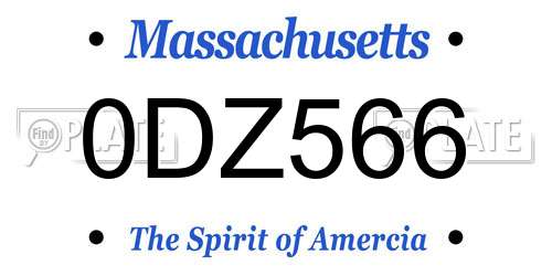 0DZ566 Massachusetts License Plate