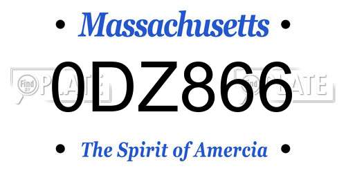 0DZ866 Massachusetts License Plate