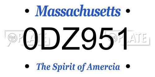 0DZ951 Massachusetts License Plate