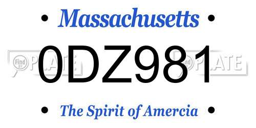 0DZ981 Massachusetts License Plate