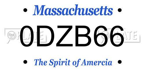 0DZB66 Massachusetts License Plate