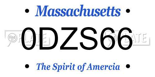 0DZS66 Massachusetts License Plate