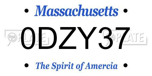 0DZY37 Massachusetts License Plate