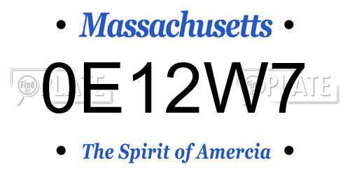 0E12W7 Massachusetts License Plate