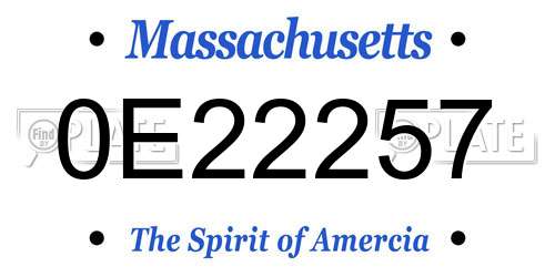 0E22257 Massachusetts License Plate
