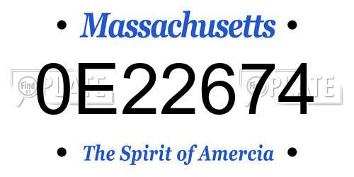 0E22674 Massachusetts License Plate