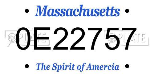 0E22757 Massachusetts License Plate