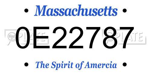 0E22787 Massachusetts License Plate