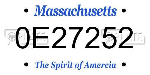 0E27252 Massachusetts License Plate