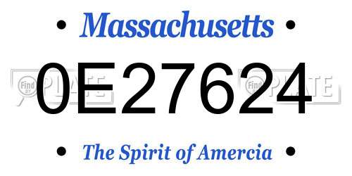 0E27624 Massachusetts License Plate