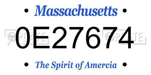 0E27674 Massachusetts License Plate